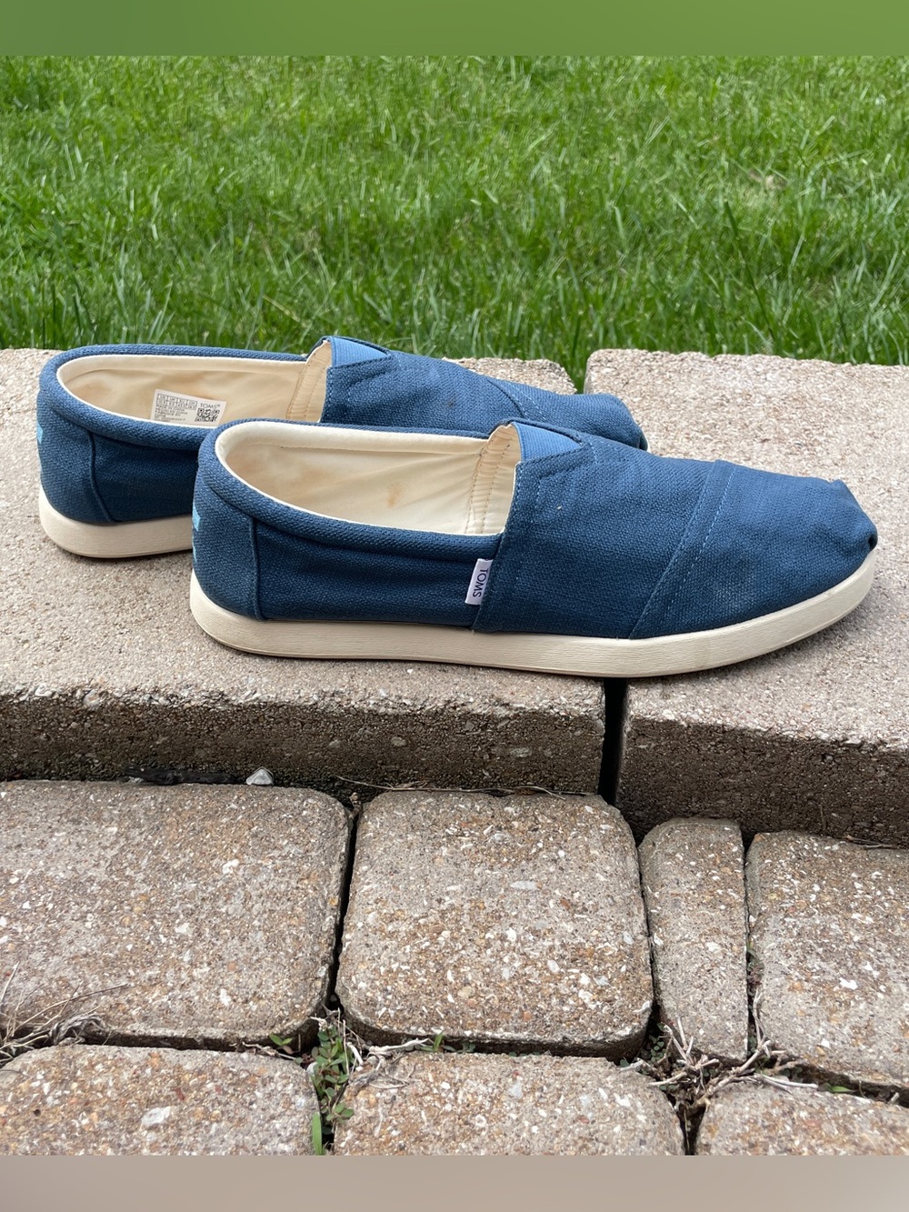 TOMS Men’s Alpargata Freetown Blue Canvas Slip On Loafers Size 10.5